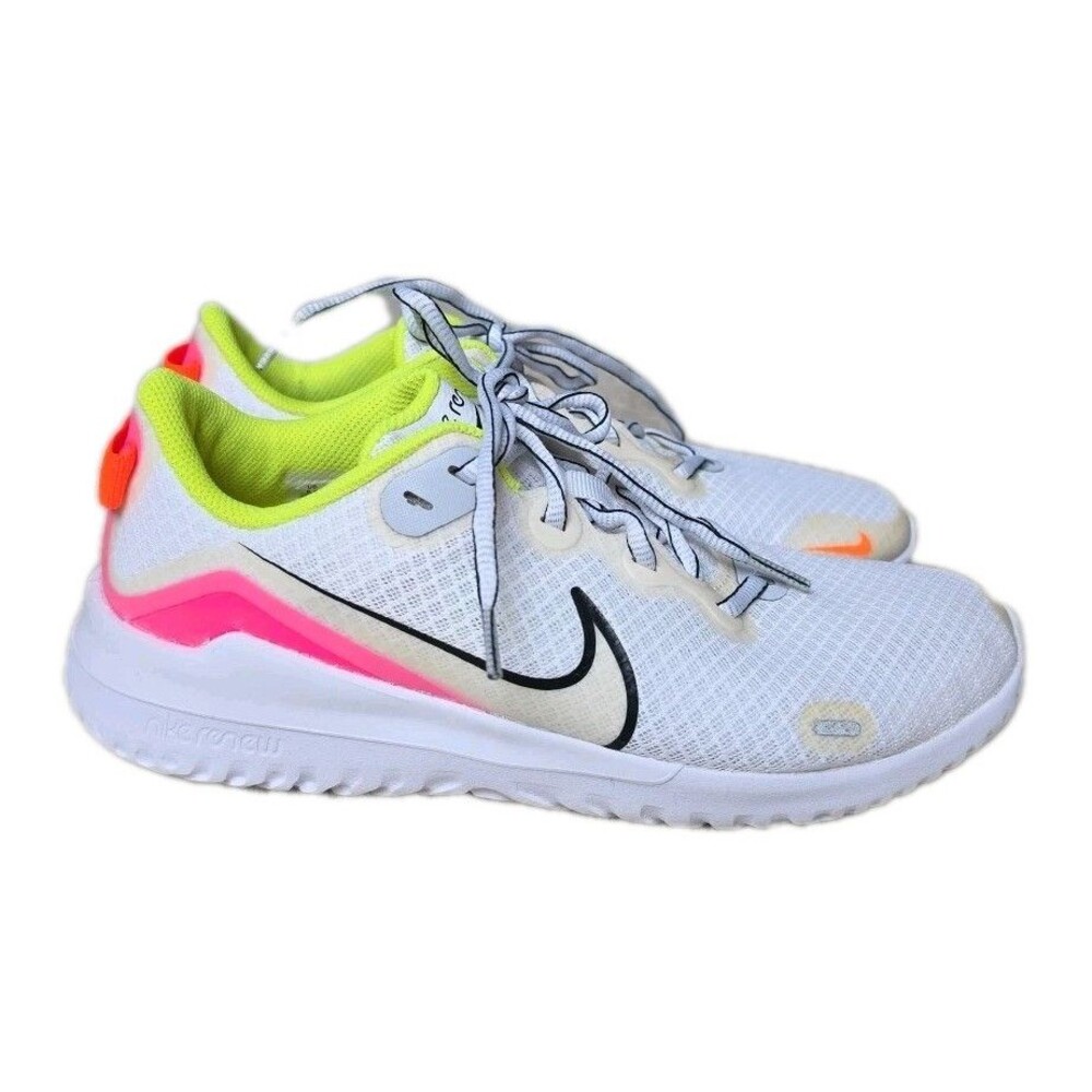 Nike Women's Renew Arena 2 Shoes White Neon Pink and Green Sneakers, Size 8.5